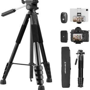 Lamicall 67inch Camera Tripod, [Rapid Leg Deployment] Camera Stand | 170cm Travel Tripod Camera, 3-Way Head 8kg Max Load, with Phone Holder & Carry Bag, for DSLR, GoPro, Pocket 3/4, iPhone 18/17