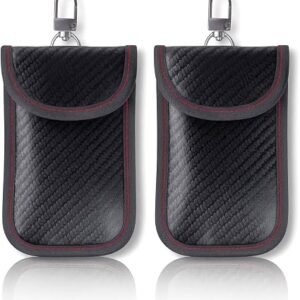Pouch for Car Keys,Key Signal Blocking Pouch for Keyless Entry, Anti-Theft Car Key Case with Double Layer Protection, Key Fob Blocker Bag Prevents Relay Attacks (Red, Secure Inner Pocket)