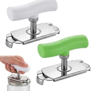 Effortless Adjustable Jar Opener, Stainless Steel Jar Opener Set, Easy Open Kitchen Tool for Elderly and Limited Hand Mobility, Two Piece Can Opener Kit with Non Slip Design
