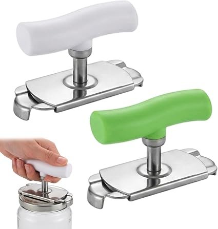 Effortless Adjustable Jar Opener, Stainless Steel Jar Opener Set, Easy Open Kitchen Tool for Elderly and Limited Hand Mobility, Two Piece Can Opener Kit with Non Slip Design