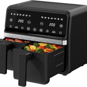 Quiniver Air Fryer Dual Basket 9L Touch Screen 2200W Oil Free Cooker