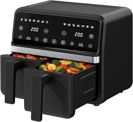 Quiniver Air Fryer Dual Basket 9L Touch Screen 2200W Oil Free Cooker