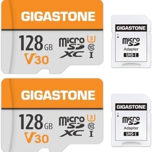 GIGASTONE 128GB Memory Card 2 Pack Compatible with GoPro Drone Samsung Sony Tablet, High Speed for 4K UHD Video, A1 U3 C10 Micro SDXC Card with Mini Storage Box and SD Adapter