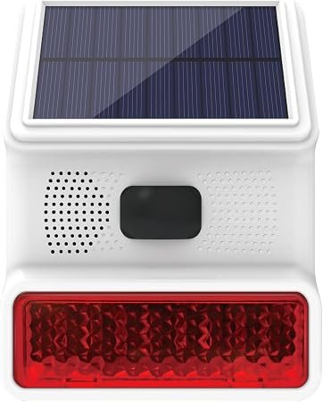 Wireless Outdoor Siren with Solar Panel - Loud Alarm & Flashing Strobe, IP65, for Cabin/Carport/Build Site/Shed/Porch, Compatible with PG103; PG107; PG108;PG105 Home Security Systems