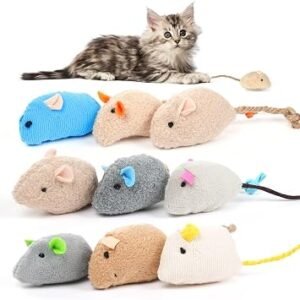OSDUE Cat Catnip Toys, 9 Pack Catnip Mouse Toys for Cats, Cat Interactive Toy, Plush Mouse Cat Toy, Chewing Teeth Cleaning for Kitten Play and Indoor Interactive