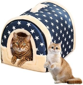 Cat Beds for Indoor with Removable Washable Cushion,35x30x28cm