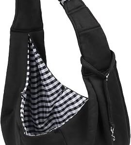 Dog Carrier Bag Dog Sling, Hand Free Pet Carrier for Small Medium Cat Dog, Puppy Carrier with Adjustable Shoulder Strap Puppy Sling for Travel Walking Shopping, Black