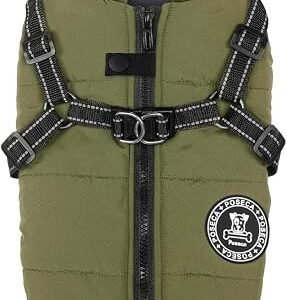 Poseca Dog Coat with Harness,Dog Coats Waterproof,Small Dog Harness Jacket,Puppy Winter Fleece Jackets,Winter Waterproof Coat with Reflective Harness and Zipper for Small Medium Large Dogs