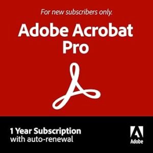 Adobe Acrobat Pro | PDF Software | Convert, Edit, E-Sign, Protect | 12-Month Subscription with Auto-Renewal | PC/Mac