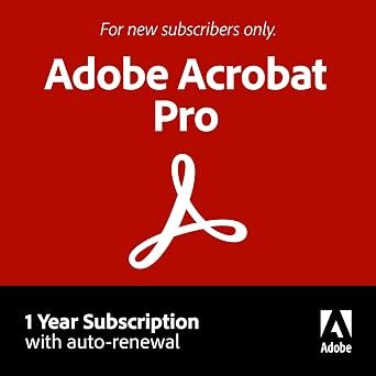 Adobe Acrobat Pro | PDF Software | Convert, Edit, E-Sign, Protect | 12-Month Subscription with Auto-Renewal | PC/Mac