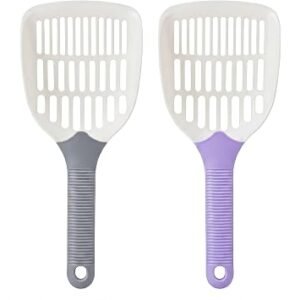 2 Pcs Cat Litter Scoop, Rabbit Poop Litter Scoop (Grey and Purple)