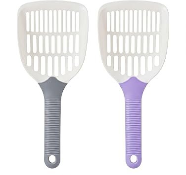 2 Pcs Cat Litter Scoop, Rabbit Poop Litter Scoop (Grey and Purple)