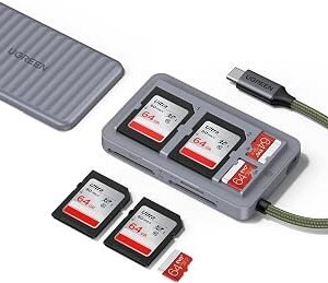 UGREEN SD Card Reader with SD Card Holder, 170MB/s USB-C Memory Card Reader | 2*SD+TF Card Reader with storage for 4 cards, OTG for Photography/Office, for...