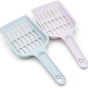 2 Pcs Cat Litter Scoop, Durable Plastic Poop Sifter Shovel, Compact Pet Waste Cleaning Tool for Cats Small Animals, Blue & Purple