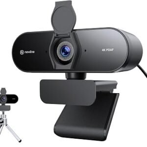 4K Webcam for PC, 4K 30FPS & 1080P 60FPS, Fast PDAF Autofocus, Dual Microphones, Light Correction, Privacy Cover & Tripod, USB Plug & Play Streaming Camera for Laptop Zoom Teams Video Calls