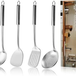 Pleafind 4-Pcs Kitchen Utensils Set, Stainless Steel Cooking Utensils Set