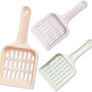 LinCoo Cat Litter Scoop, 3 Pcs Litter Tray Scoops Set, Cat Poop Scooper with Sand Sifter, Pooper Scooper Cleaning Tool for Litter Box (Pink Green Purple)
