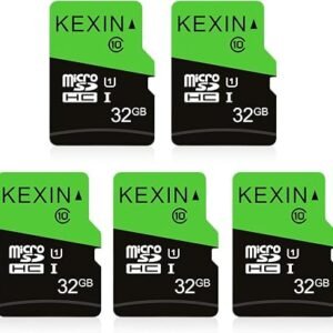 KEXIN 32GB Micro SD Card 5 PCs MicroSDHC Card UHS-1 Up to 80MB/s Read Class 10 C10 U1 Micro SD Memory Card TF Card for Camera, Smartphones, Security System, Drone, Dash Cam, Tablet (Black Green)