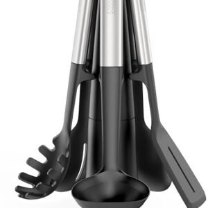 Joseph Joseph Elevate 5-piece Silicone Kitchen Utensils Carousel, Heat Resistant Non Stick Utensil Set, Weighted Stainless Steel Handles