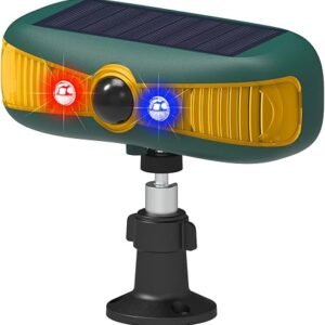 Solar Motion Sensor Alarm, 129dB Siren with Red/Blue Strobe Lights, 4 Modes Security Alarm for Outdoor Orchard, Farm, Barn, Yard, Garage (1 Pack)