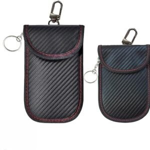 2 Pack Faraday Pouch for Car Keys, Faraday Car Key Signal Blocker Pouches Anti-Theft RFID Cars Key Holder Cars Safety Protector with Shielding Anti-Hacking Case Blocker Carbon Fibre Bag Protector