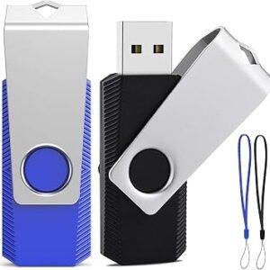 ABLAZE 2 GB USB Stick 2 Pack Memory Stick 2GB Swivel USB 2.0 Flash Drive Pen Drive with LED Light for Data Storage(Blue/Black)