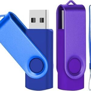 2 Pack 64GB Metal USB Flash Drive with 2 Ropes