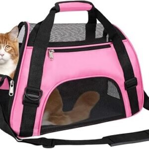 Pet Carrier Bag, Airline Approved Duffle Bags, Pet Travel Portable Bag Home for Little Dogs, Cats and Puppies, Small Animals (S, Pink)