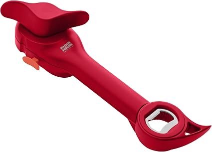Kuhn Rikon 5-in-1 Can, Jar & Bottle Opener, Lid-Lifter Tool Gadget, Red