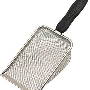 Reptile Sand Scoop Shovel Sifter 10.6 Inch Amphibious Aquarium Litter Cleaner Scooper Fine Mesh Metal Substrate for Gecko Lizard Spider Snake Tortoise, Stainless Steel