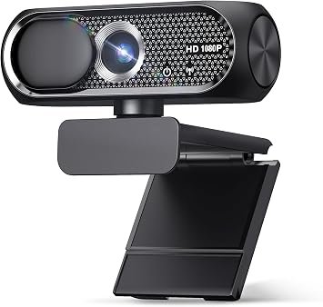 1080P HD Webcam with Microphone, Noise Cancellation, Privacy Cover, Wide-Angle Lens, Auto Light Correction, Plug & Play USB Web Camera for Laptop, Desktop, PC, Mac, Zoom, Skype, Streaming (Black)