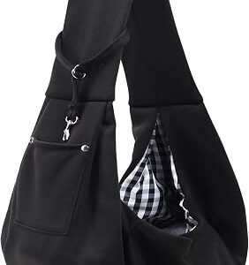 Reversible Puppy Carrier Purse - Hand-Free Dog Sling for Small Dogs and Cats, Travel Safety Harness (Black)