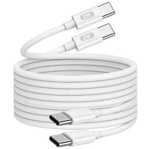 USB C to USB C Charger Cable,2Pack i Phone Type C Cable 2M Long USBC Lead Fast Charging Wire for Apple iPhone 17/16/16 e/15 Pro Max Air Plus,Samsung Galaxy S24 S23 S22 S21 A25 A35 A53 A55, CarPlay