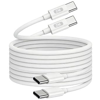 USB C to USB C Charger Cable,2Pack i Phone Type C Cable 2M Long USBC Lead Fast Charging Wire for Apple iPhone 17/16/16 e/15 Pro Max Air Plus,Samsung Galaxy S24 S23 S22 S21 A25 A35 A53 A55, CarPlay