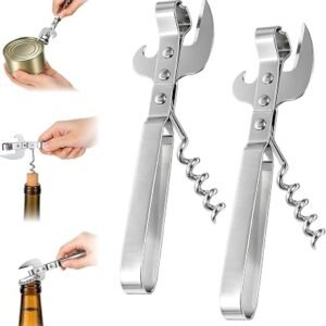 2 Pack Manual Can Opener, Heavy Duty Stainless Steel Can Punch Opener