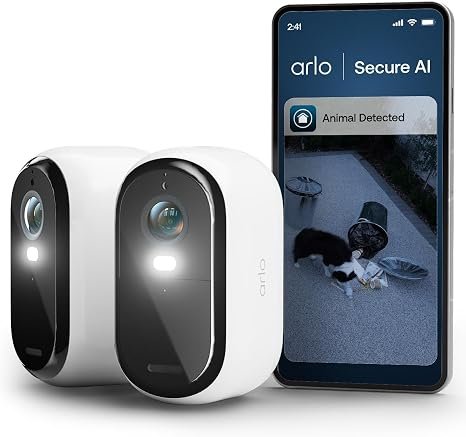 Arlo Essential 3 HD Wireless Security Camera Outdoor, Battery-Powered WiFi Home CCTV with Colour Night Vision, Spotlight, Alarm Siren, 2-Way Audio, AI Recognition, Smart Home Compatible, Easy Install