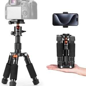 K&F CONCEPT 90"/230cm Overhead Hotizontal Camera Tripod | 360? Rotatable & 180? Tilt, Metal Ball Head, Detachable Monopod, Arca Type QR Plate, 10KG Load Capacity, T254A7+BH-28L