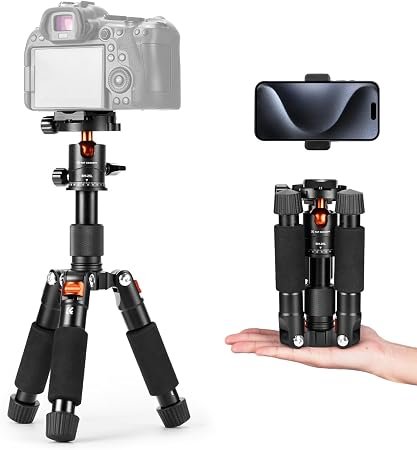 K&F CONCEPT 90"/230cm Overhead Hotizontal Camera Tripod | 360? Rotatable & 180? Tilt, Metal Ball Head, Detachable Monopod, Arca Type QR Plate, 10KG Load Capacity, T254A7+BH-28L