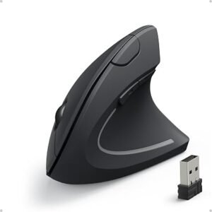 Anker 2.4G Wireless Vertical Ergonomic Optical Mouse, 800/1200 /1600 DPI, 5 Buttons for Laptop, Desktop, PC, Macbook - Black