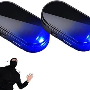 2PC Solar Power Simulated Car Alarm LED Light Anti-theft Warning Lights Flashing Security Lamp, Portable Car Solar Power Anti-Theft Led Flashing Security Light for Cars Vehicles?Blue