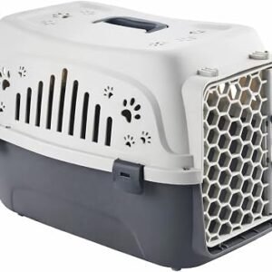 Hard Sided Pet Carrier for Cats and Small Dogs 46x33x31cm Secure Ventilated Travel Kennel with Locking Honeycomb Door Top Handle Lightweight Durable Design