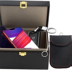 Faraday Box for Cars Keys and Faraday Pouch 2 Pack, Car Keys Signal Blocker Box, Keyless Entry Signal Blocking Boxes, RFID Key Box, Key Fob Protection for Phone and Credit Card 16 x 12 x 9cm