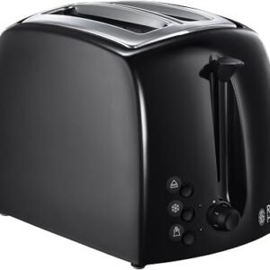 Russell Hobbs Textures 2 Slice Toaster, Extra Wide Slots, 850W, Black