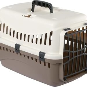 Kerbl Transport Box Expedion with Plastic Door, 45 x 30 x 30 cm, Cream/ Taupe