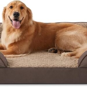 JOEJOY Extra Large Dog Bed - Washable Orthopedic Dog Beds, Waterproof Removable Cover, Anti-Slip Bottom, Anti-Anxiety Pet Bed, Machine Washable, 107x81x17 cm, Dark brown