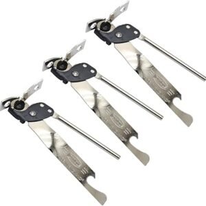 3-Piece Tin Opener, Stainless Steel Butterfly Can Opener, Easy Turn Handle Durable Grip Tin, Heavy Duty Manual Can Opener for Kitchen and Camping