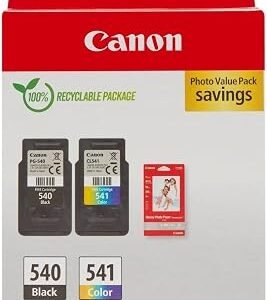 Canon PG-540 + CL-541 FINE Genuine Ink Cartridges + Photo Paper