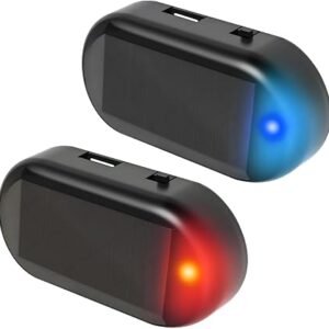 2PCS Solar Powered Fake Car Alarm LED Light, for Car Van security alarm | Dummy Anti Theft Flashing Security Warning Lamp Red & Blue, USB Backup...