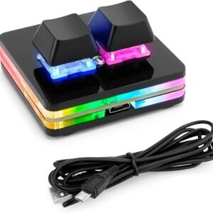 Ecarke Black OSU Keypad 2 Key Gaming Keyboard, USB Mini 2 Key Keypad Mechanical Gaming PC Keyboards Programming Macro with Software OSU HID Standard Keyboard?Upgrade Cherry Shaft & RGB LED?