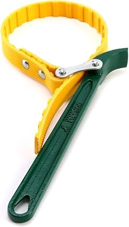 QWORK? 9" Belt Strap Wrench Opener with Adjustable Strap, 1 Pack